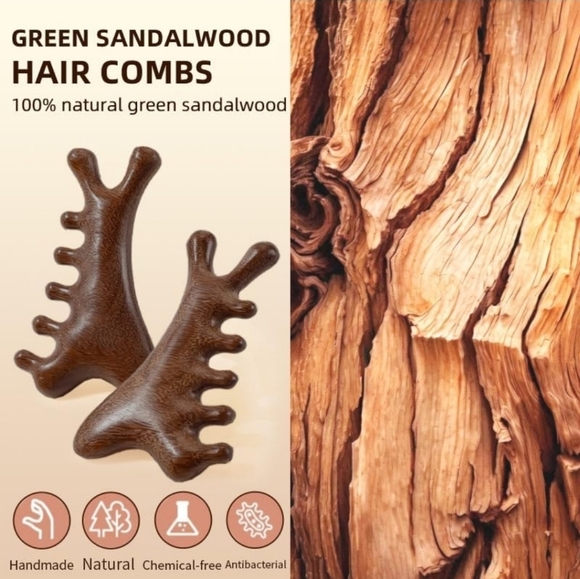 TAIHI Green Sandalwood Scalp Comb Gua Sha Head Neck Face Care Self Care Relax - Picture 6 of 9